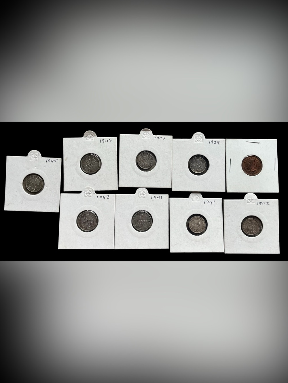 9 Vintage Newfoundland Coins 8 Silver